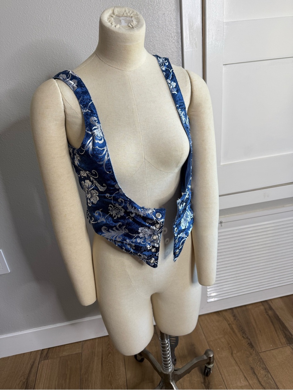 Blue Floral Brocade Women’s Vest